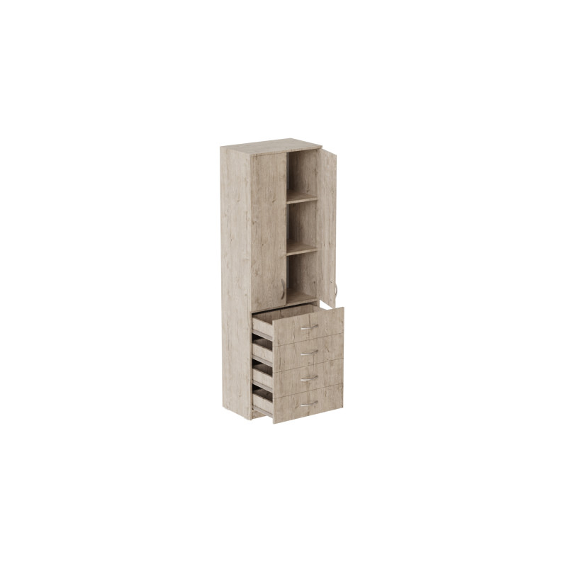 Шкаф Анжело Ferrum-decor на 3 полок с 2 дверями и 4 ящика 1900x600x380 ДСП Дуб Сан-Марино 16 мм (FRD-104990)