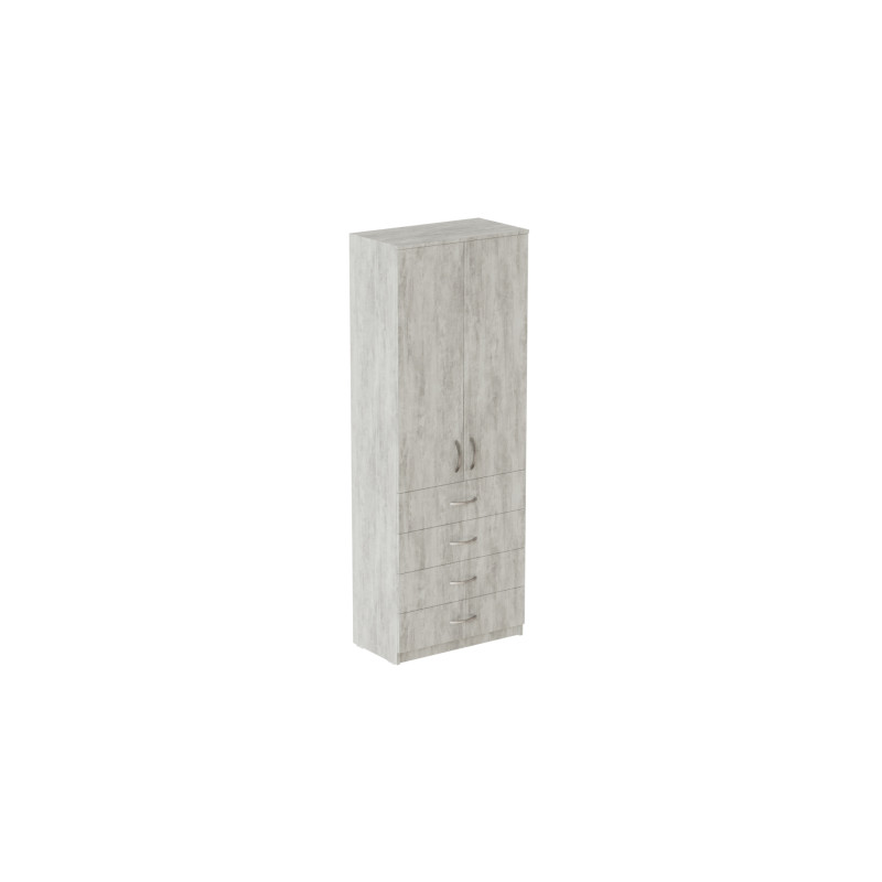 Шкаф Анжело Ferrum-decor на 3 полок с 2 дверями и 4 ящика 1900x700x380 ДСП Бетон 16 мм (FRD-105030)