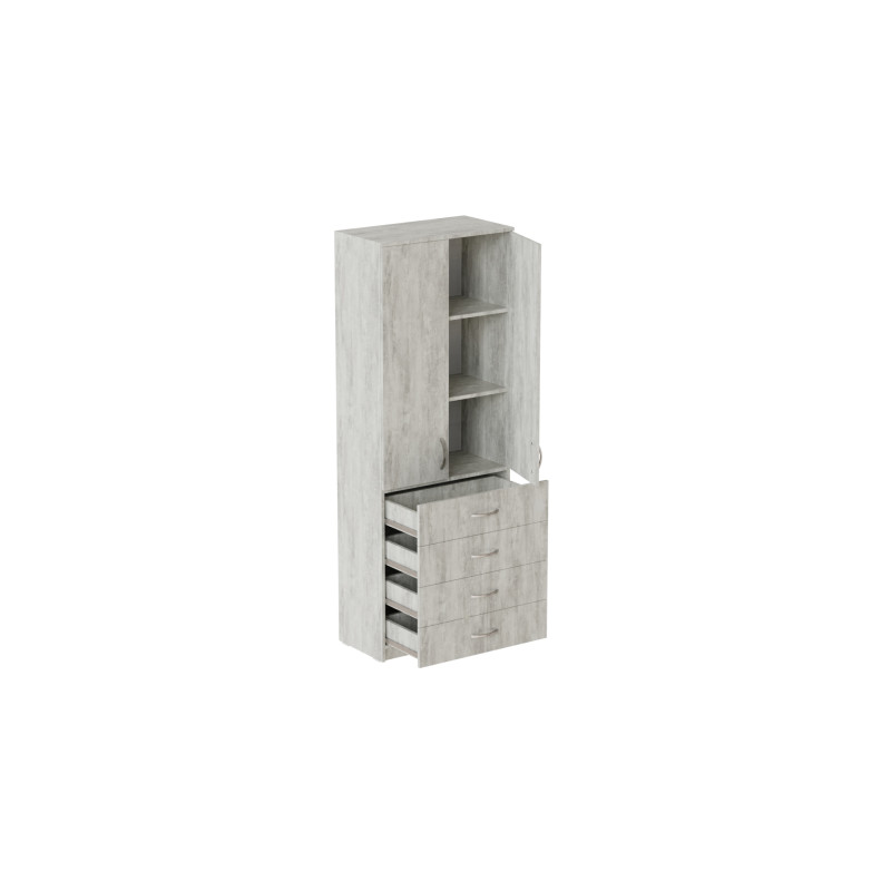 Шкаф Анжело Ferrum-decor на 3 полок с 2 дверями и 4 ящика 1900x700x380 ДСП Бетон 16 мм (FRD-105030)
