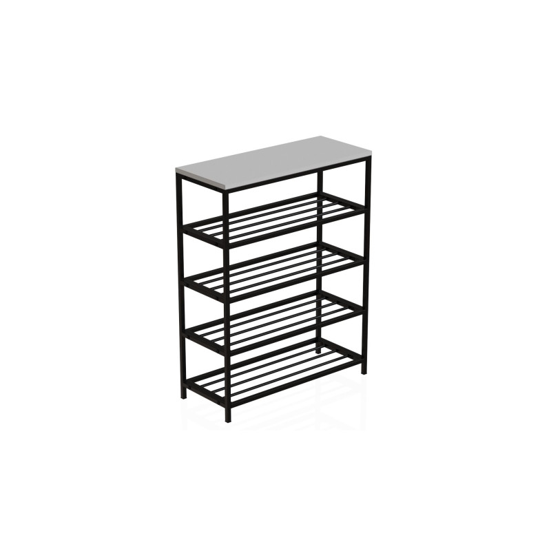 Полиця для взуття Слайм 4 Ferrum-decor 820x630x260 Чорний метал ДСП Біле 16 мм (FRD-105160)
