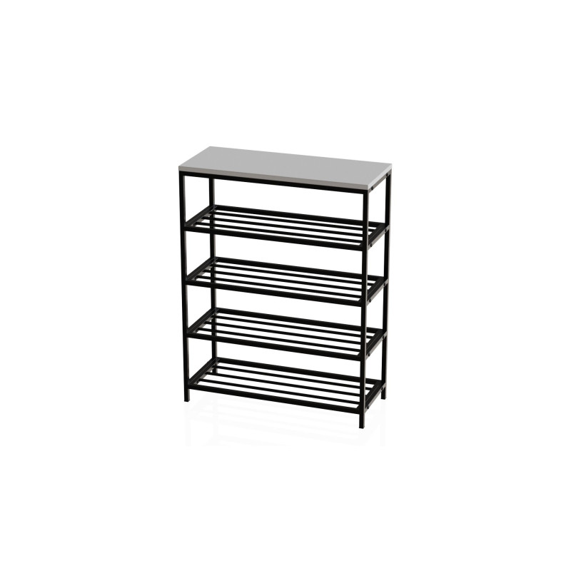 Полиця для взуття Слайм 4 Ferrum-decor 820x630x260 Чорний метал ДСП Біле 16 мм (FRD-105160)