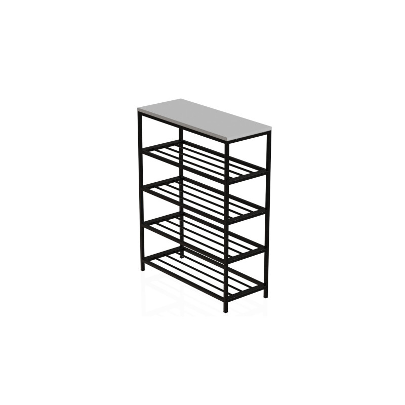 Полиця для взуття Слайм 4 Ferrum-decor 820x630x260 Чорний метал ДСП Біле 16 мм (FRD-105160)