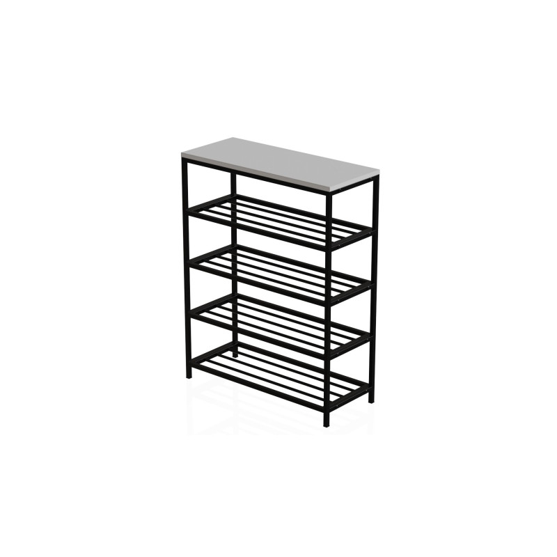 Полиця для взуття Слайм 4 Ferrum-decor 820x630x260 Чорний метал ДСП Біле 16 мм (FRD-105160)