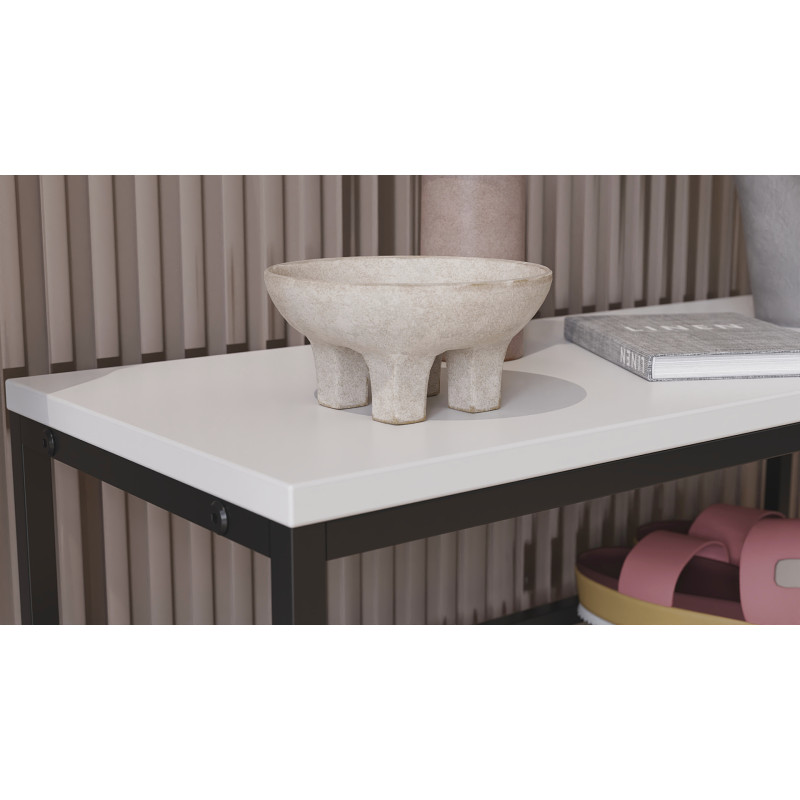 Полиця для взуття Слайм 4 Ferrum-decor 820x630x260 Чорний метал ДСП Біле 16 мм (FRD-105160)