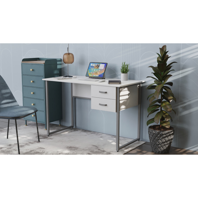 Письмовий стіл Ferrum-decor Дакота 75x120x60 сірий ДСП Біле 16мм (FRD-102310)
