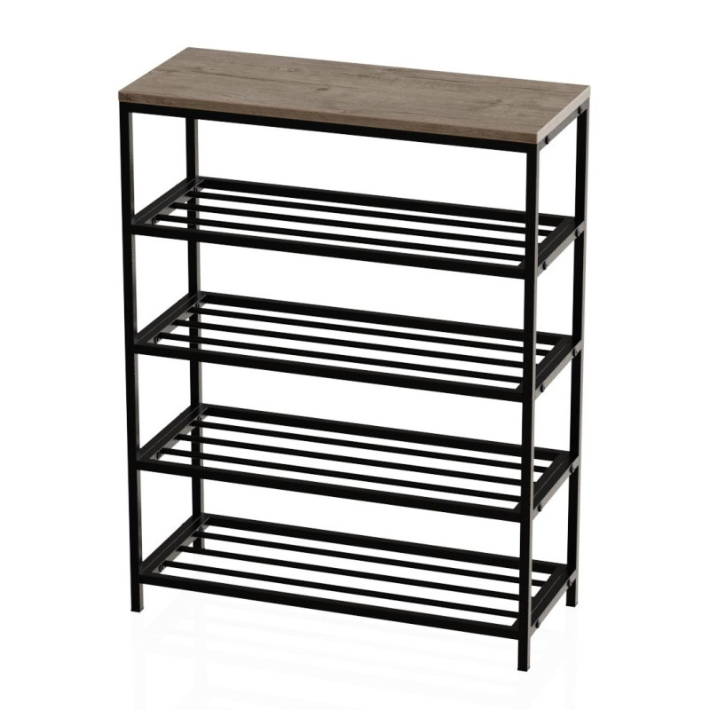 Полиця для взуття Слайм 4 Ferrum-decor 820x630x260 Чорний метал ДСП Дуб Сан-Маріно 16 мм (FRD-106839)