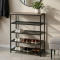 Полиця для взуття Слайм 4 Ferrum-decor 820x630x260 Чорний метал ДСП Дуб Сан-Маріно 16 мм (FRD-106839)