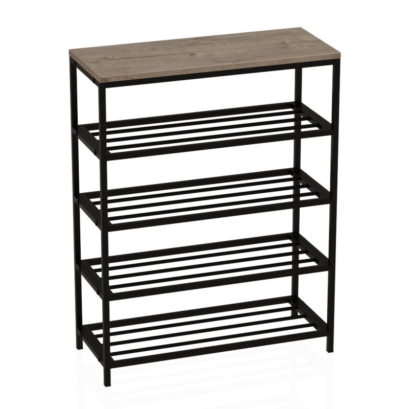 Полиця для взуття Слайм 4 Ferrum-decor 820x630x260 Чорний метал ДСП Дуб Сан-Маріно 16 мм (FRD-106839)