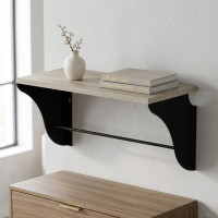Полка настенная Ferrum-decor Комфи 260x600x240 металл Черный ДСП Сонома 16 мм (FRD-102740)