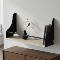 Полка настенная Ferrum-decor Изи 260x700x150 металл Черный ДСП Сонома 16 мм (FRD-102950)