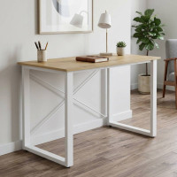 Письмовий стіл Ferrum-decor Драйв 750x1200x700 Білий метал ДСП Дуб Артизан 16 мм (FRD-103190)