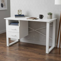 Письмовий стіл із ящиками Ferrum-decor Оскар 750x1200x600 метал Білий ДСП Біле 16 мм (FRD-103220)