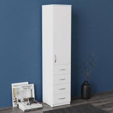 Пенал Анжело Ferrum-decor на 3 полки с дверью и 4 ящиками 1900x400x380 ДСП Белое 16 мм (FRD-104930)