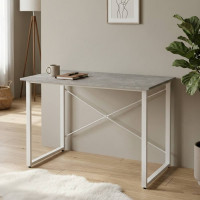 Стіл письмовий Дейв Ferrum-decor 750x1000x600 Білий метал ДСП Бетон 32 мм (FRD-106438)