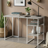Стіл письмовий Кевін Ferrum-decor 75x120x70 Білий метал ДСП Бетон 16 мм (FRD-106568)