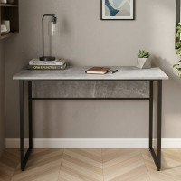 Стол письменный Коди Ferrum-decor 75x120x60 Черный металл ДСП Бетон 32 мм (FRD-106588)