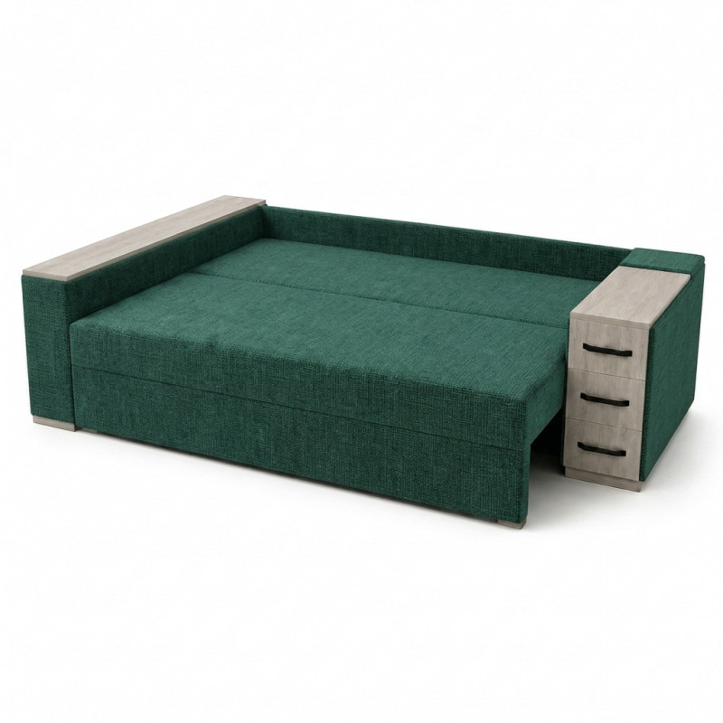 Кутовий ортопедичний диван Мекко Cube Shuttle NOVO 2650*1650 Lux IV категорія Bestseller Emerald (MEK-161475)