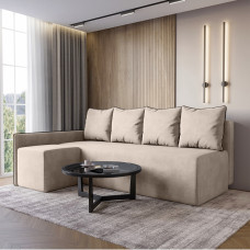 Кутовий диван ортопедичний iSmart MORRO Maxi єврокнижка 205x149 см (матрац Silver) світло-бежевий Laura 2 (ISM-051364)