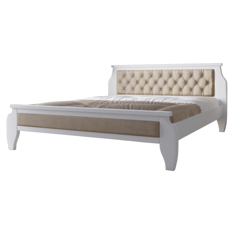Односпальне дерев'яне ліжко Mebigrand Ліон М3 Білий (RAL9003)/Аляска 23 (Бежевий) 80х190 см (MBG-21923)
