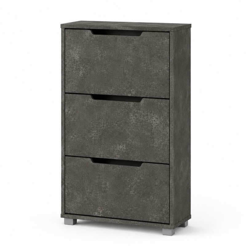 Тумба для взуття з ящиками LION ТО-2 70,4x28,2x123,4 см Бетон темний (LION-045316)