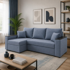 Кутовий ортопедичний диван Мекко Senator 2500x1500 Bonel Standart Hard Plus IV категорія Bestseller Blue Fog (MEK-161735)