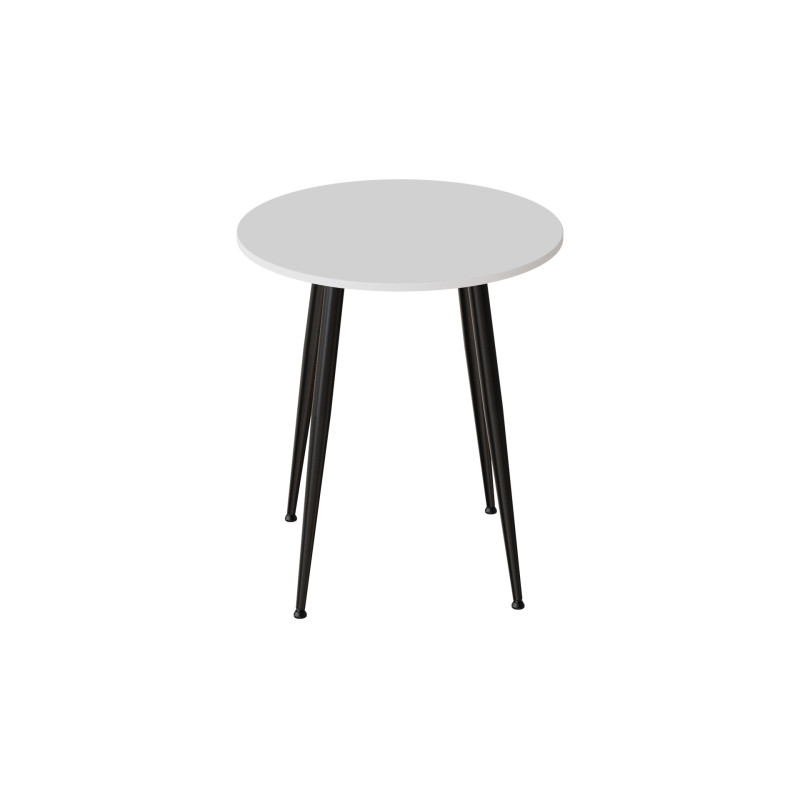 Круглий стіл OPTIMA 4 ніжки конусні Ferrum-decor 750x670x670 Чорний метал ДСП Білий 16 мм (FRD-107452)