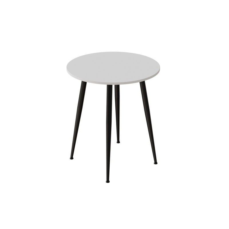 Круглий стіл OPTIMA 4 ніжки конусні Ferrum-decor 750x670x670 Чорний метал ДСП Білий 16 мм (FRD-107452)