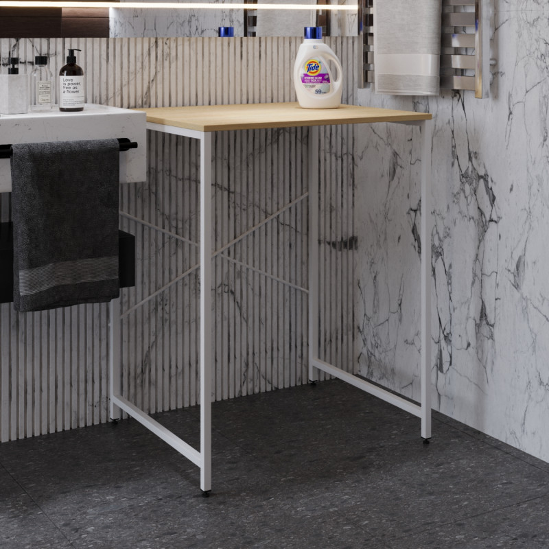 Стелаж-полиця Бафрум 401 Ferrum-decor для пральної машини 90x70,5x60,5 Білий метал ДСП Дуб Кремона Торро 16 мм (FRD-107582)
