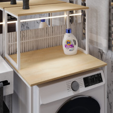 Стелаж-полиця Бафрум 402 Ferrum-decor для пральної машини 133,5x70,5x60,5 Білий метал ДСП Дуб Кремона Торро 16 мм (FRD-107592)