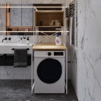 Стелаж-полиця Бафрум 403 Ferrum-decor для пральної машини 178x70,5x60,5 Білий метал ДСП Дуб Кремона Торро 16 мм (FRD-107602)