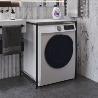 Стеллаж полка Бафрум 401 Ferrum-decor для стиральной машины 90x70,5x60,5 Черный металл ДСП Бетон 16 мм (FRD-107352)
