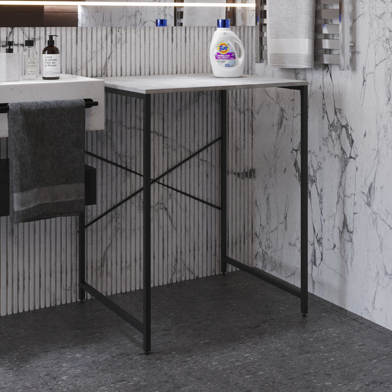 Стелаж-полиця Бафрум 401 Ferrum-decor для пральної машини 90x70,5x60,5 Чорний метал ДСП Бетон 16 мм (FRD-107352)