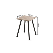 Табурет Ferrum-decor 430x320x320 Чорний метал ДСП Дуб Сан-Марино 16 мм (FRD-107312)
