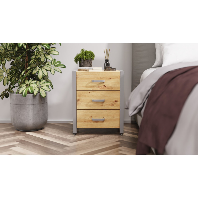 Тумба універсальна Ferrum-decor Вів'єн 3 50x41x40 сірий ДСП Дуб Артизан 16 мм (FRD-106872)