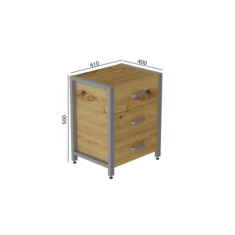 Тумба універсальна Ferrum-decor Вів'єн 3 50x41x40 сірий ДСП Дуб Артизан 16 мм (FRD-106872)