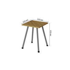 Табурет Ferrum-decor 430x320x320 Сірий метал ДСП Дуб Артизан 16 мм (FRD-106922)