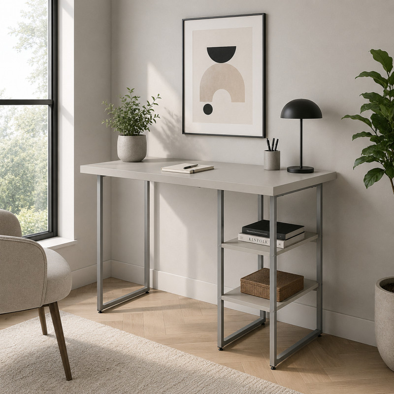 Стіл письмовий Кевин Ferrum-decor 75x100x60 Сірий метал ДСП Кашемір 32 мм (FRD-108122)