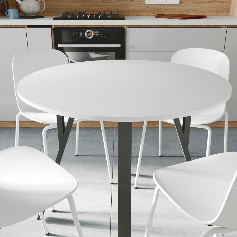 Круглий стіл MARSI 4 870-4 ніжки конусні Ferrum-decor 750x870x870 Чорний метал ДСП Білий 16 мм (FRD-107432)