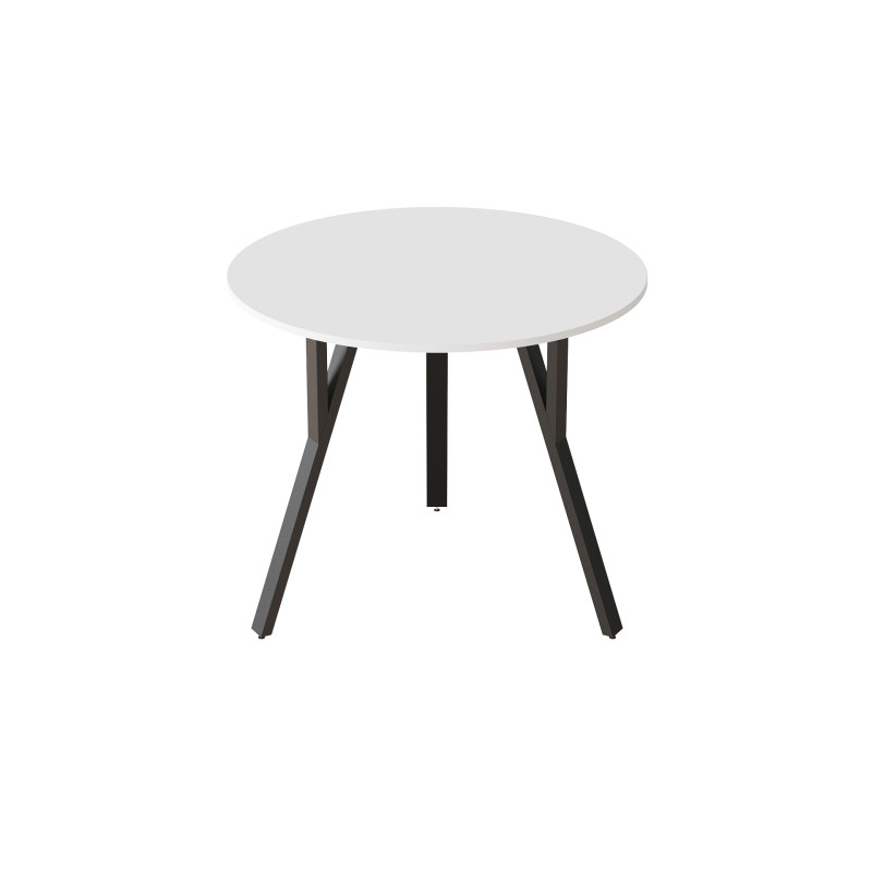 Круглий стіл MARSI 3 870-3 Ferrum-decor 750x870x870 Чорний метал ДСП Білий 16 мм (FRD-107422)