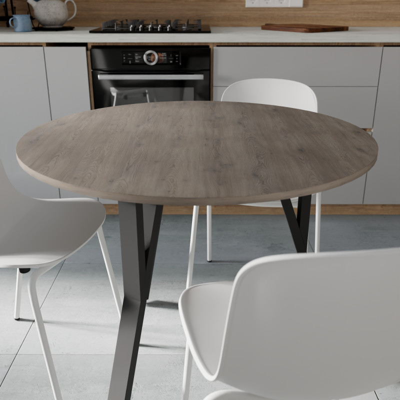 Круглий стіл MARSI 3 870-3 Ferrum-decor 750x870x870 Чорний метал ДСП Дуб Кремона Канолло 16 мм (FRD-107512)