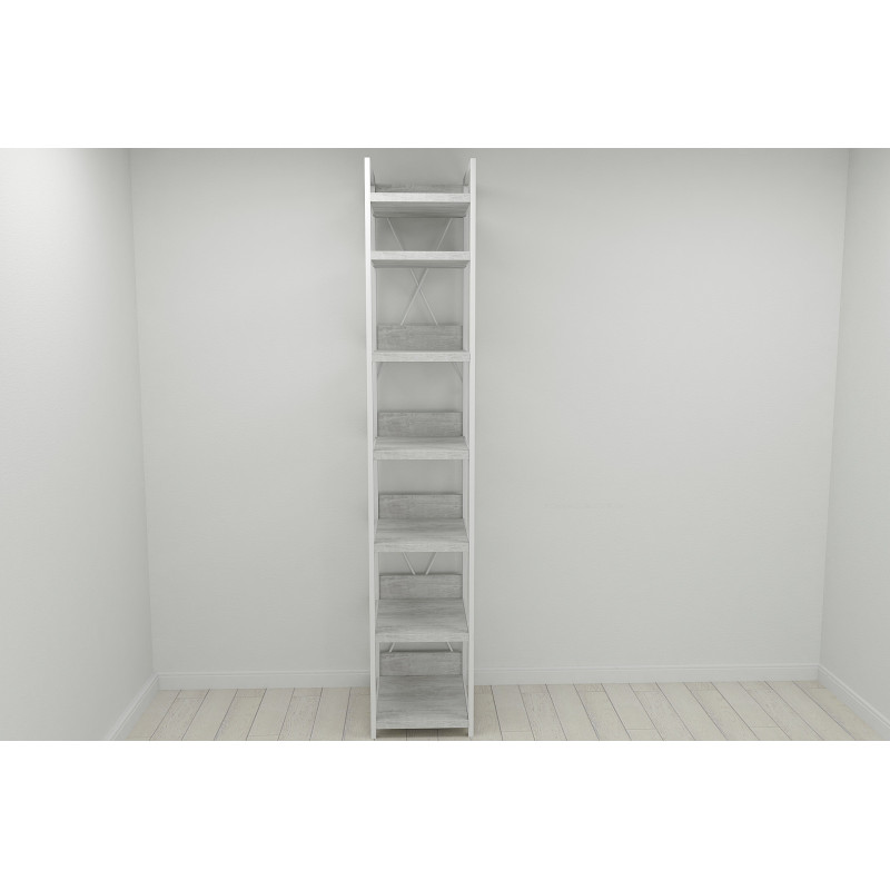 Шафа Гардероб Уні секція 4 серії Конект Ferrum-decor 220x40x50 см Білий метал ДСП Бетон 32 мм (FRD-106902)