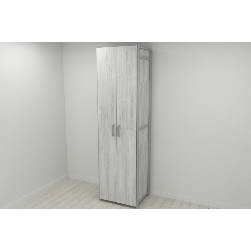 Шафа Гардероб Уні секція 6 серії Конект Ferrum-decor 220x60x50 см Сірий метал ДСП Бетон 16 мм (FRD-106912)