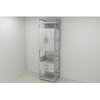 Шафа Гардероб Уні секція 5 серії Конект Ferrum-decor 220x60x50 см Сірий метал ДСП Бетон 32 мм (FRD-106882)