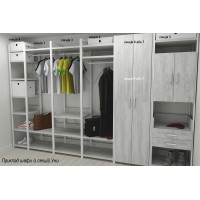 Шкаф Гардероб Уни секция 4 серии Конект Ferrum-decor 220x40x50см Белый металл ДСП Бетон 32 мм (FRD-106902)