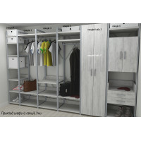 Шкаф Гардероб Уни секция 6 серии Конект Ferrum-decor 220x60x50см Серый металл ДСП Бетон 16 мм (FRD-106912)
