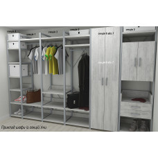 Шафа Гардероб Уні секція 6 серії Конект Ferrum-decor 220x60x50 см Сірий метал ДСП Бетон 16 мм (FRD-106912)