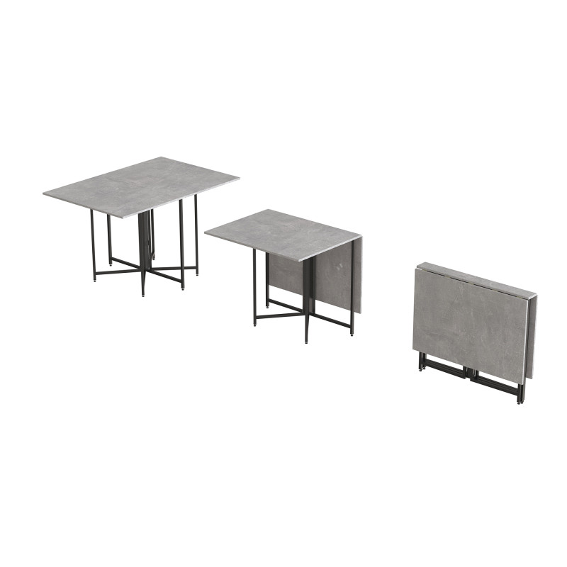 Розкладний стіл-трансформер книжка Моріс 3 Ferrum-decor 75x130x90 Чорний метал ДСП Бетон 16 мм (FRD-107412)