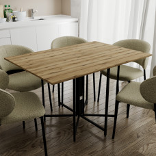 Розкладний стіл-трансформер книжка Моріс 3 Ferrum-decor 75x130x90 Чорний метал ДСП Дуб Эвок Прибережний 16 мм (FRD-107502)