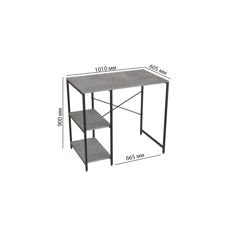 Стелаж-полиця Бафрум 405 Ferrum-decor для пральної машини 90x101x60,5 Чорний метал ДСП Бетон 16 мм (FRD-107392)