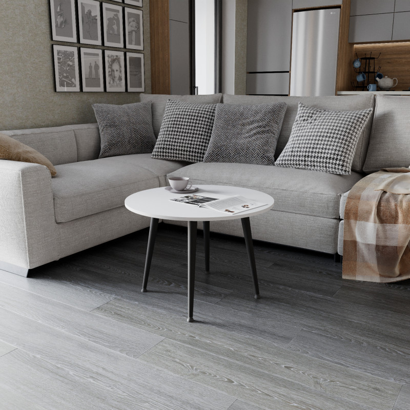Журнальний круглий стіл OPTIMA 2 ніжки конусні Ferrum-decor 450x670x670 Чорний метал ДСП Білий 16 мм (FRD-107472)
